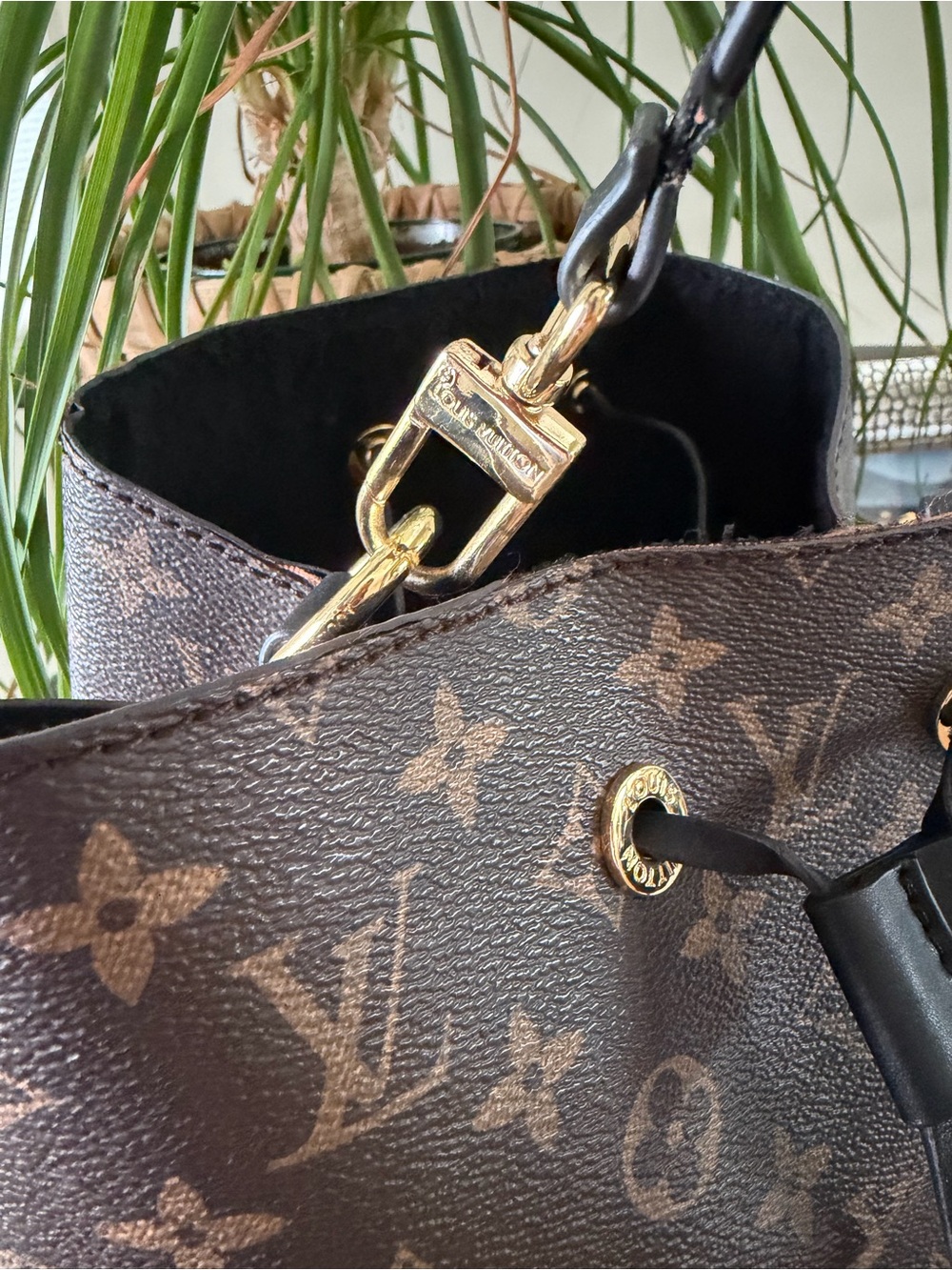 Unbranded Brown Monogram Drawstring Bucket Bag - Picture 2 of 4